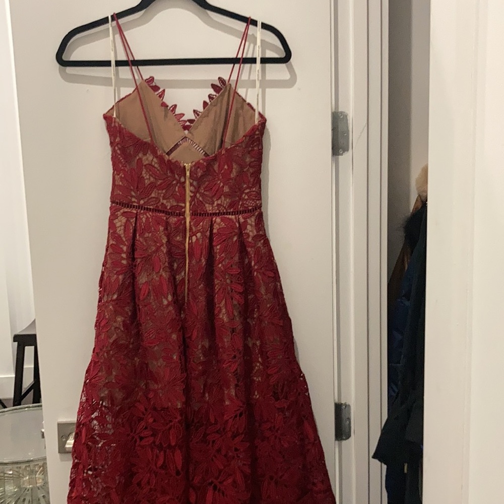 Self-Portrait Red Lace Midi Dress - Picture 9 of 12